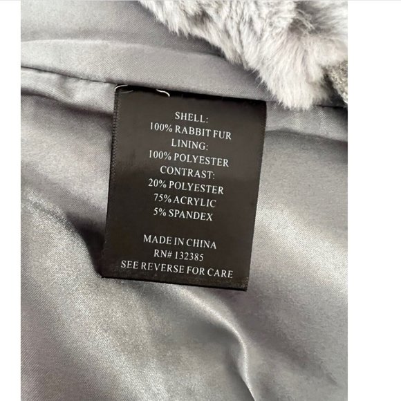 LT Love Token Women's Long Rabbit Fur Vest Jacket Coat Gray Blue Large - Picture 6 of 7